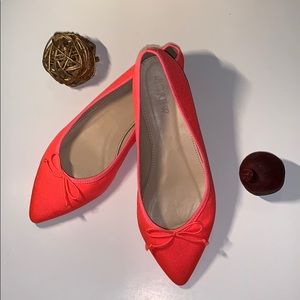J crew Gemma canvas florescent pink flats